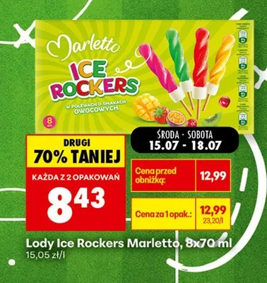 Lody Ice Rockers Marletto 8-pak 70 ml promocja w Biedronka