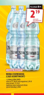 Woda niegazowana Cisowianka promocja w Arhelan