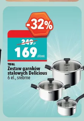 Zestaw garnków stalowych TEFAL Delicious 6 el. srebrne promocja w Biedronka Home
