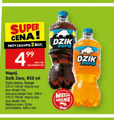 Napój Dzik Zero Cola-Lemon promocja w Twój Market
