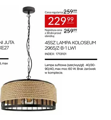Lampa sufitowa 45SZ Koloseum 2965/Z-B-1 LW1 promocja w Abra Meble
