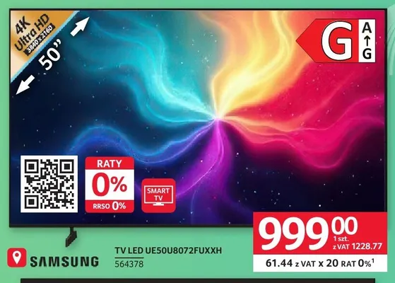 TV LED UE50U8072FUXXH Samsung promocja w Selgros