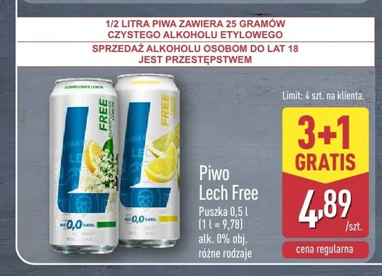 Piwo bezalkoholowe Lech Free Lime & Mint promocja w Aldi