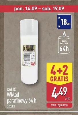 Wkład parafinowy 64 h Calix promocja w Aldi