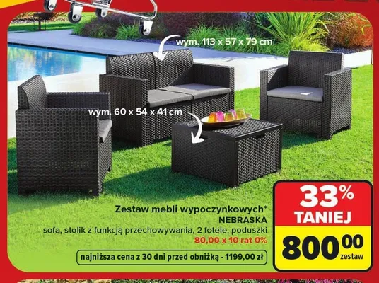 Zestaw mebli wypoczynkowych Nebraska promocja w Carrefour