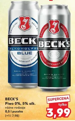 Piwo Beck's Blue 0% 5% alk. promocja w Kaufland