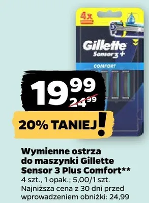 Wymienne ostrza do maszynki Sensor 3 Plus Comfort promocja w Netto
