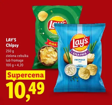 Chipsy Lay's Giga Pack zielona cebulka promocja w Lidl