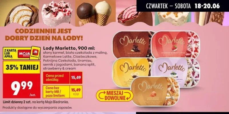Lody Karmelowe Latte Marletto promocja w Biedronka