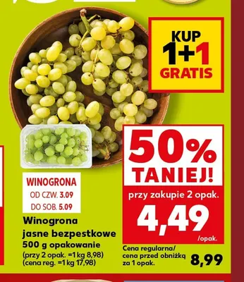 Winogrona jasne bezpestkowe promocja w Kaufland