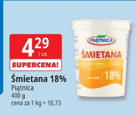 Śmietana 18% promocja w Leclerc
