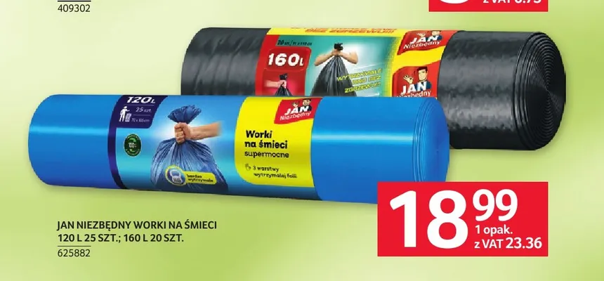 Worki na śmieci Jan Niezbędny 120 l promocja w Selgros