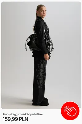 Jeansy baggy z ozdobnym haftem Cropp promocja w Cropp