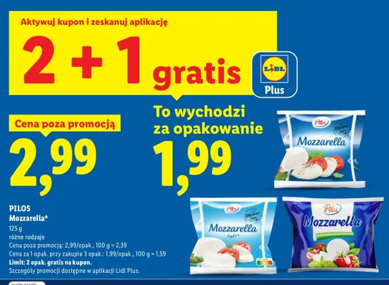 Ser Mozzarella Pilos promocja w Lidl