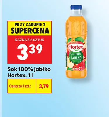 Sok jabłko Hortex 100% promocja w Biedronka