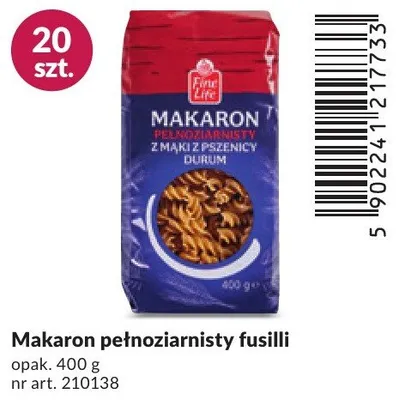Makaron pełnoziarnisty fusilli promocja w Makro