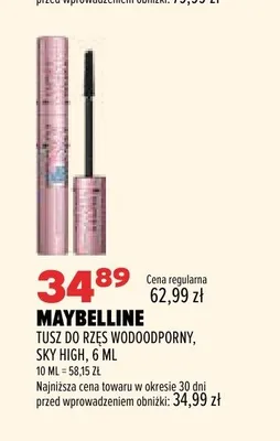Tusz do rzęs wodoodporny Maybelline Sky High promocja w Drogerie Natura