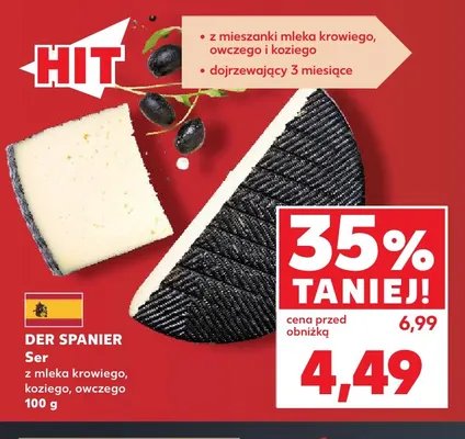 Ser z mleka krowiego koziego owczego Der Spanier promocja w Kaufland