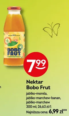 Nektar Bobo Frut jabłko-morela, jabłko-marchew-banan, jabłko-marchew promocja w Żabka