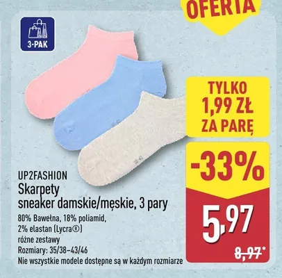 Skarpety sneaker męskie Up2Fashion promocja w Aldi