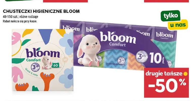 Chusteczki higieniczne Bloom promocja w Stokrotka