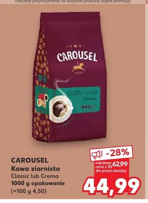 Kawa ziarnista Carousel Crema promocja w Kaufland