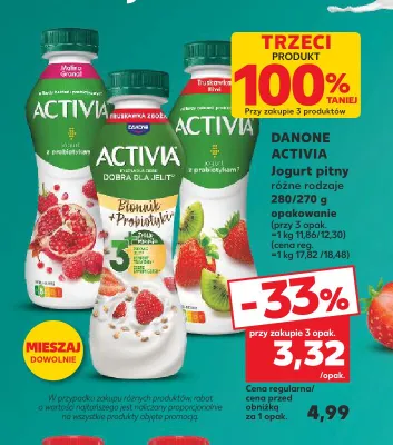 Jogurt pitny Activia malina granat promocja w Kaufland