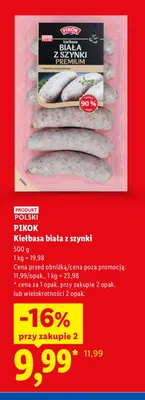 Kiełbasa biała z szynki Pikok promocja w Lidl