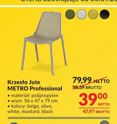 Krzesło Jute Metro Professional promocja w Makro