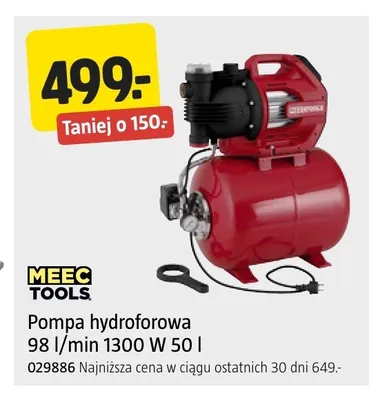 Pompa hydroforowa Meec Tools 1300W 50 l 98 l/min promocja w Jula