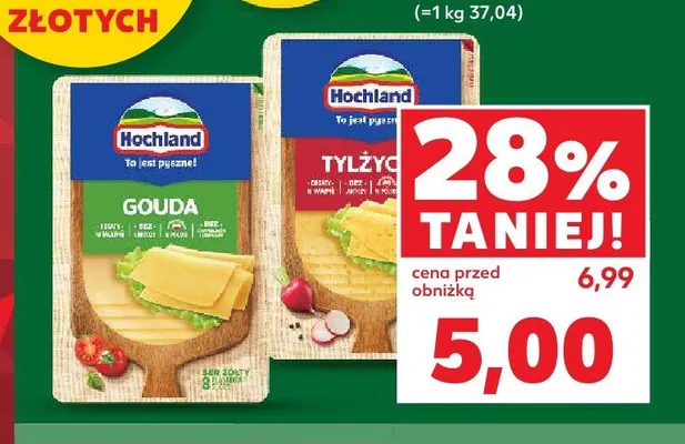 Ser żółty Hochland Gouda w plastrach promocja w Kaufland