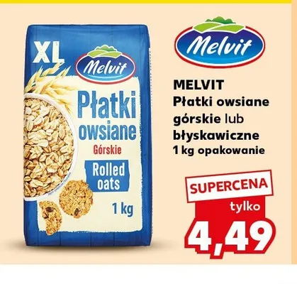 Płatki owsiane błyskawiczne Melvit promocja w Kaufland