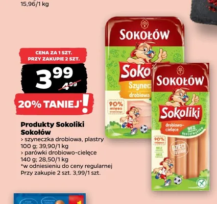 Parówki drobiowo-cielęce Sokoliki Sokołów promocja w Netto