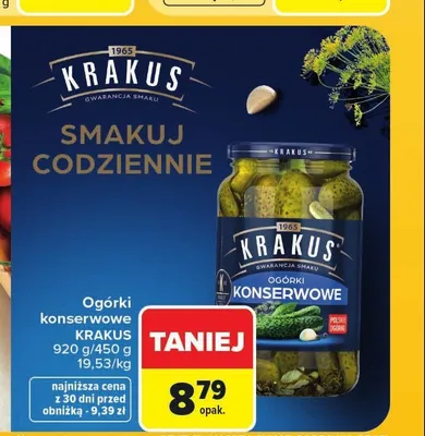 Ogórki konserwowe Krakus promocja w Carrefour Market