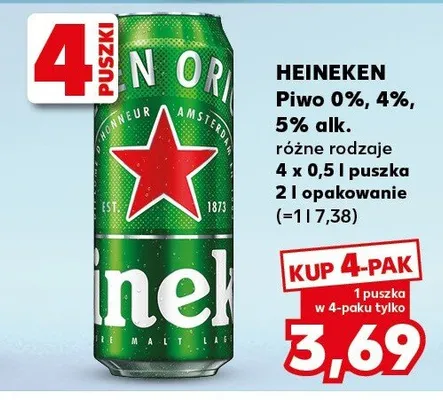 Piwo Heineken różne rodzaje promocja w Kaufland