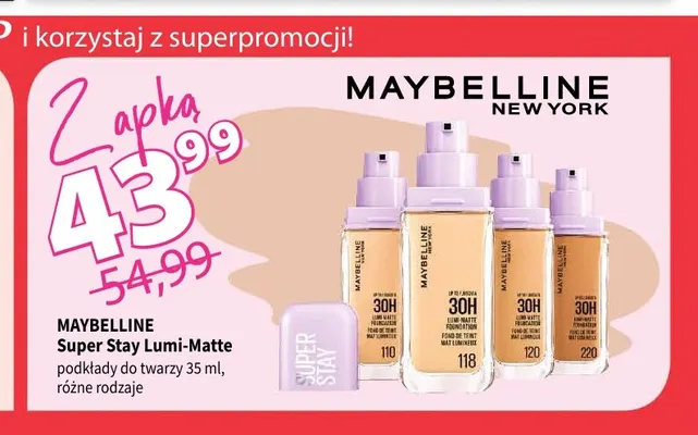 Podkład do twarzy Super Stay Lumi-Matte Maybelline New York promocja w Drogerie Polskie
