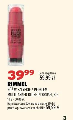 Róż w sztyfcie z pędzlem Rimmel Multitasker Blush'n'Brush promocja w Drogerie Natura
