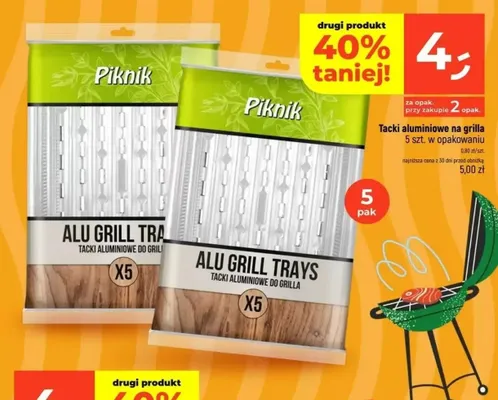 Tacki aluminiowe na grilla Piknik 5-pak promocja w Dealz