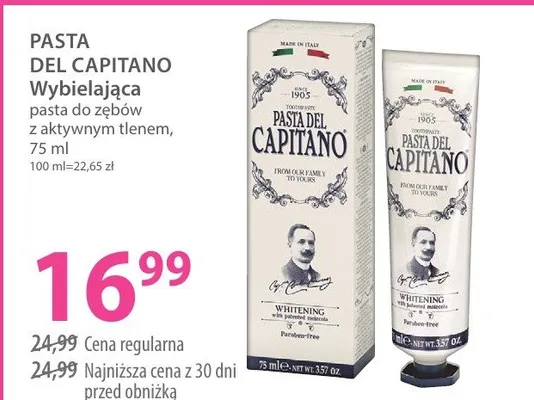 Pasta do zębów Pasta Del Capitano Wybielająca z aktywnym tlenem promocja w Hebe