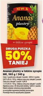 Ananas plastry w lekkim syropie promocja w Twój Market