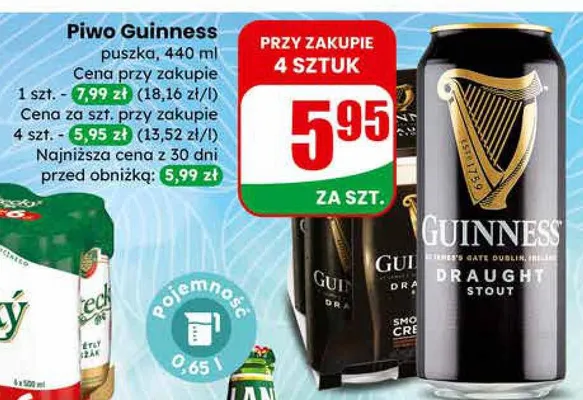 Piwo Guinness puszka promocja w Dino