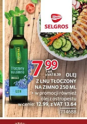 Olej z ostropestu tłoczony na zimno Kujawski promocja w Selgros