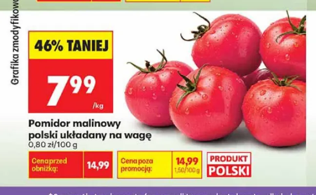 Pomidory malinowe polskie układane promocja w Biedronka
