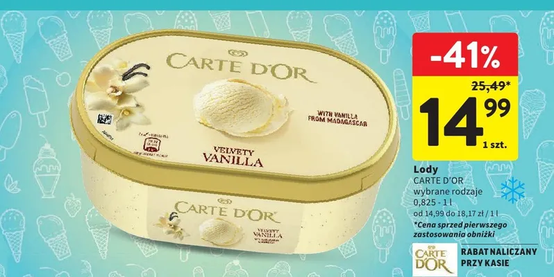 Lody Carte D'Or Velvety Vanilla promocja w Intermarche