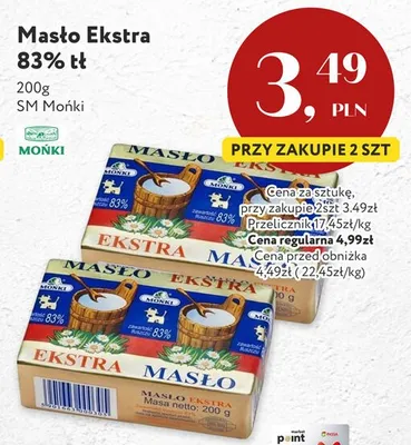 Masło ekstra 83% tł. SM Mońki promocja w Market Point