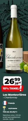 Wino Les Montevrières Chardonnay wytrawne Francja promocja w Netto