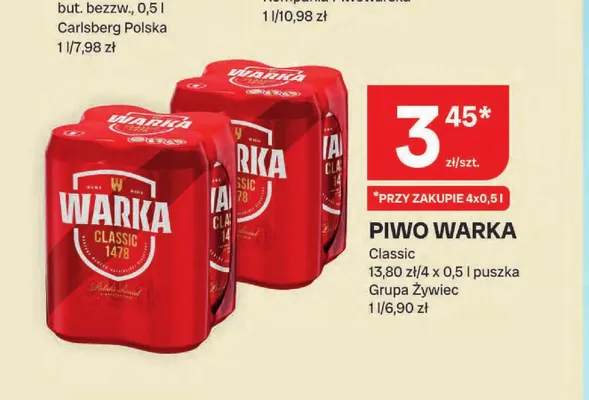 Piwo Warka Classic promocja w Chorten