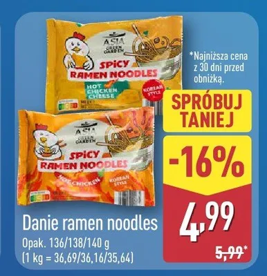 Danie ramen noodles promocja w Aldi