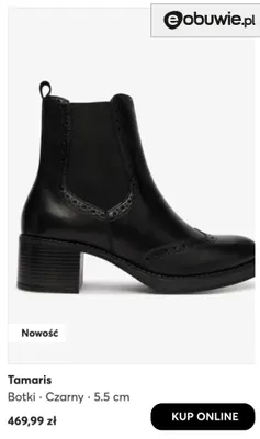 Botki czarne 5,5 cm Tamaris promocja w eobuwie.pl