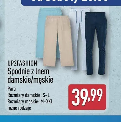 Spodnie z lnem damskie/męskie UP2FASHION promocja w Aldi